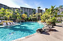 Aston Kaanapali Shores 1BO5 - A stunning lagoon-style pool winds through lush tropical landscaping, with waterfalls, nat