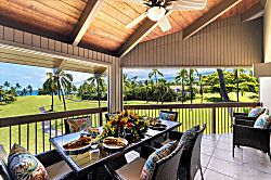 Kanaloa at Kona 1606 - Pupus laid out on the lanai, the ceiling fan turning slow overhead.