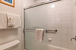 Napili Point NAP-C42 - Enclosed in frosted glass and lined with glossy white tile, this inviting shower offers a