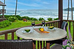 Hanalei Colony Resort K4  - Your oceanfront lanai steps to the beach - The oceanfront lanai is the perfect setting for