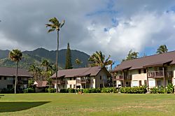Hanalei Colony Resort K4  - The unit overlooks a large green space that's perfect for letting kids (or grown ups!) run
