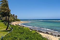 Hanalei Colony Resort K4  - You can see how the lush green landscape butts right up against the crystal clear blue wat