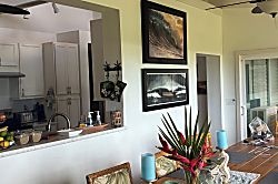 Anahola Beach Home - Dining Room into Kitchen. Lithograph by Robert Longo, Photo on metal Steve Munch