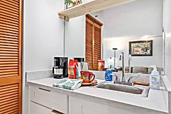 Diamond Head Beach Hotel Studio 404 - Cozy coffee corner with sink for easy prep