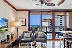 Beach Villas at Ko Olina O-703 - Large Living room facing the main Lanai with ocean views