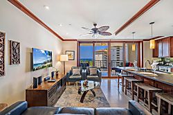 Beach Villas at Ko Olina O-703 - Living room with access to the lanai