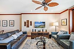 Beach Villas at Ko Olina O-703 - Large Living room with sleeper sofa and TV/linens provided