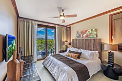 Beach Villas at Ko Olina O-406 - Primary bedroom with king bed, and  private lanai