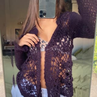 Purple Crochet Cardigan