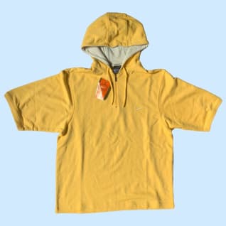 Vintage Nike deadstock hooded sweatshirt with embroidered swoosh in yellow