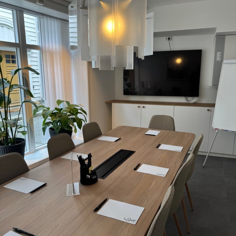 Lite møterom for team-workshops hos FLOKE i Skostredet i Bergen sentrum