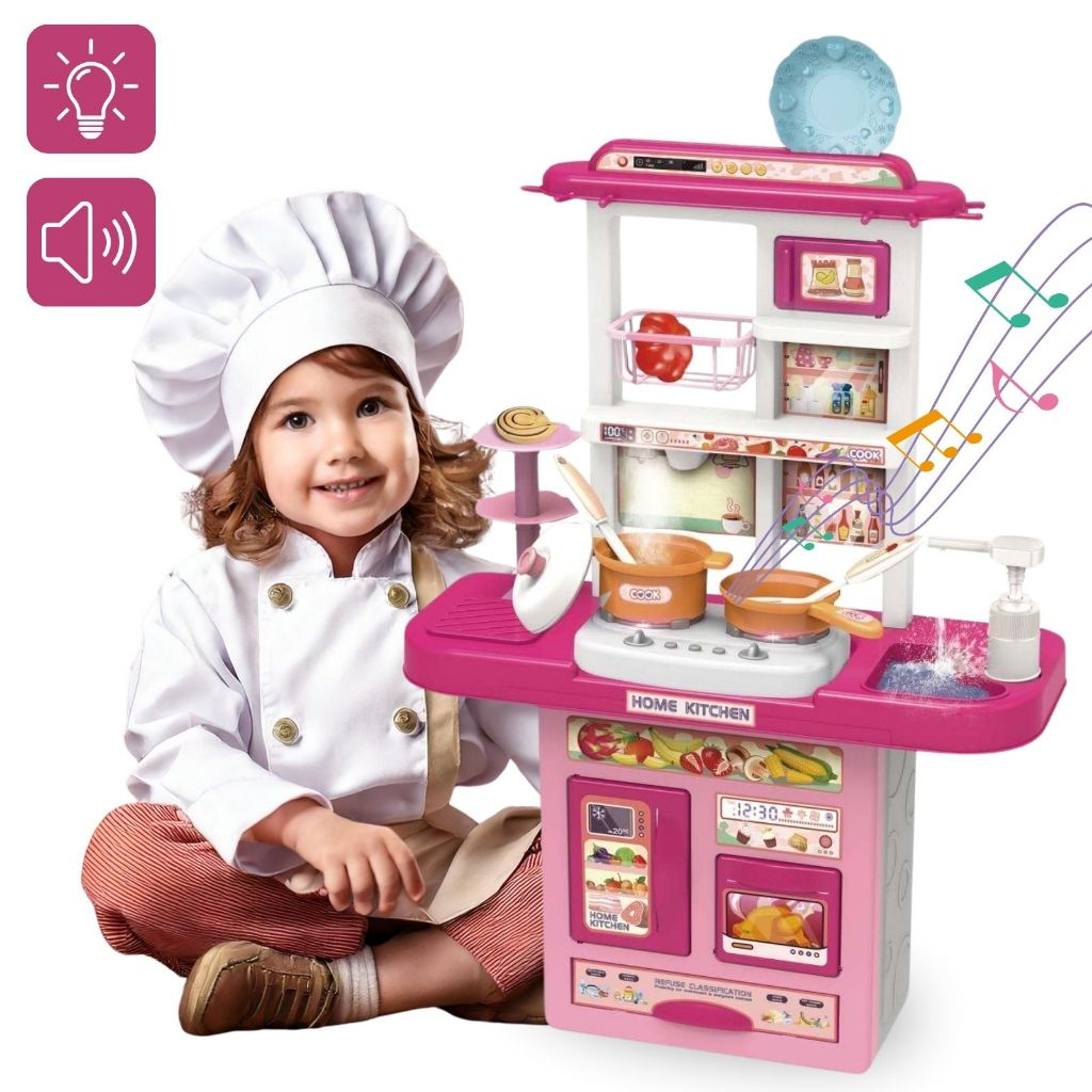 Cozinha infantil de brinquedo na cor rosa