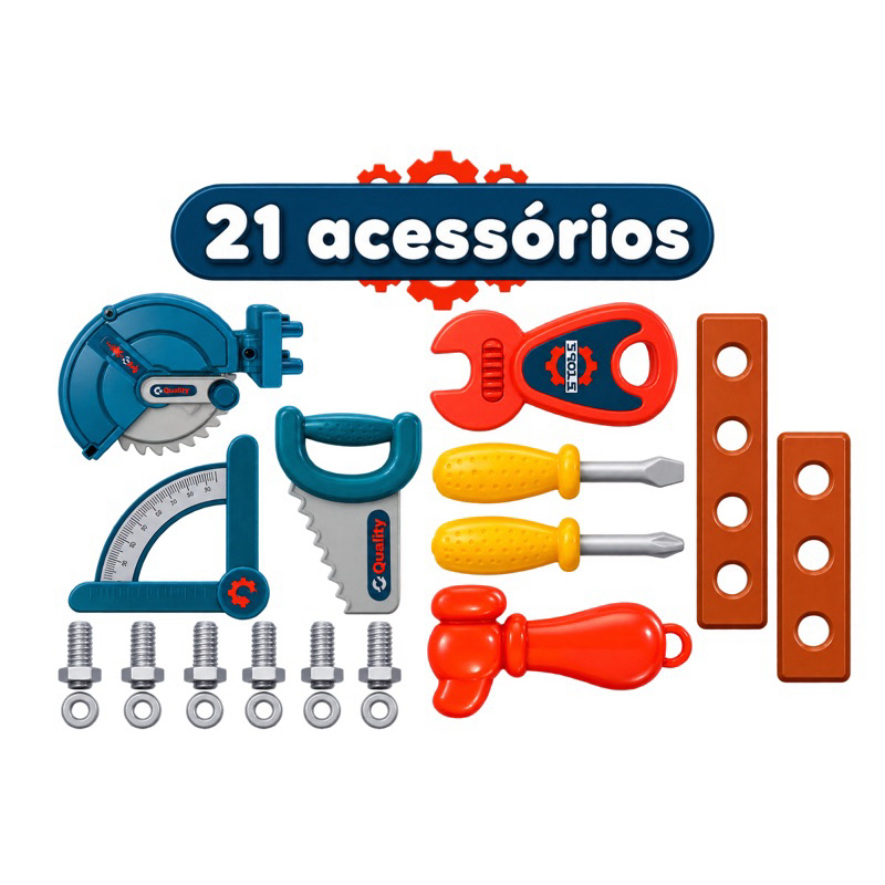 Detalhes da maleta de ferramentas infantil multi montagem