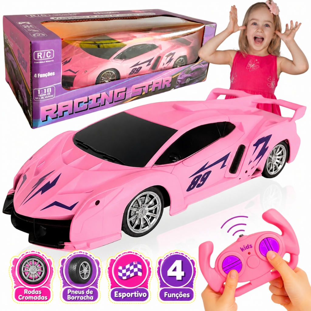 Carrinho infantil de controle remoto com luz