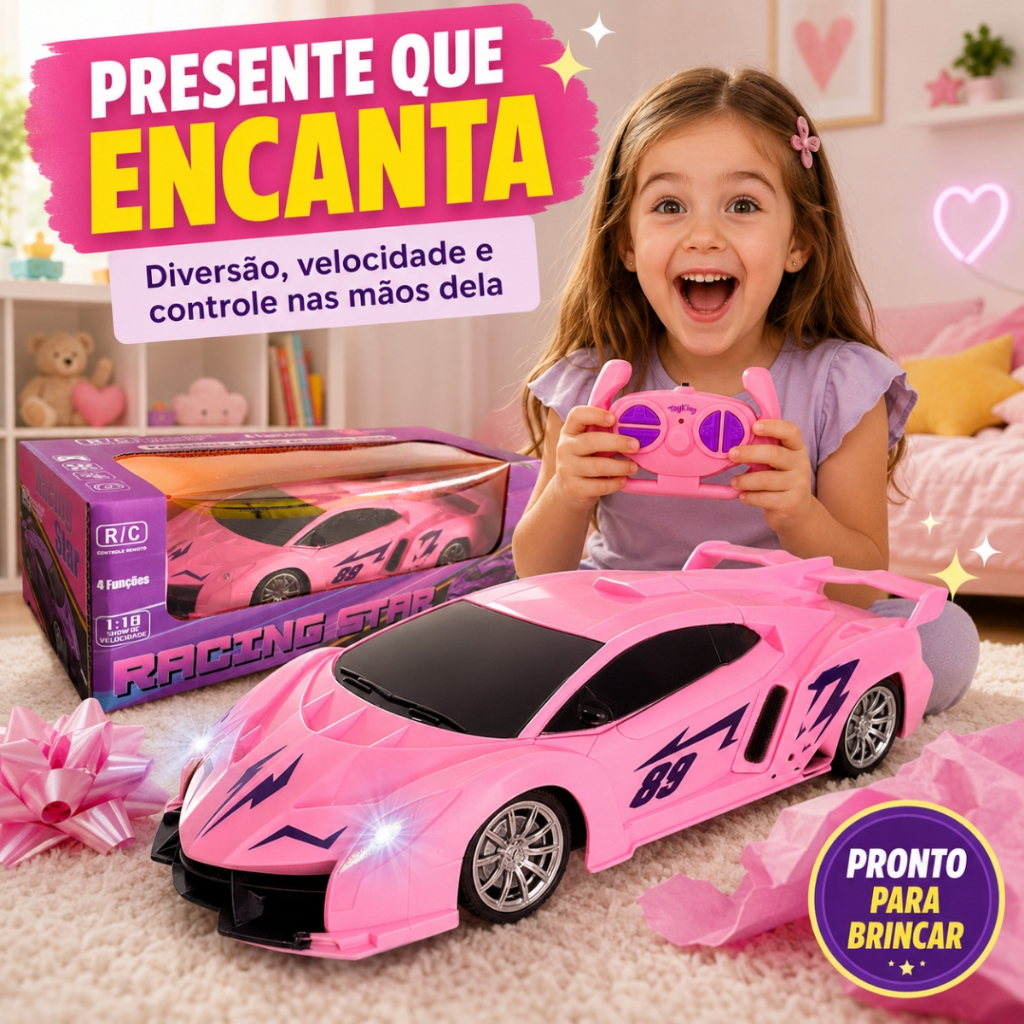 Carrinho de controle remoto infantil em uso