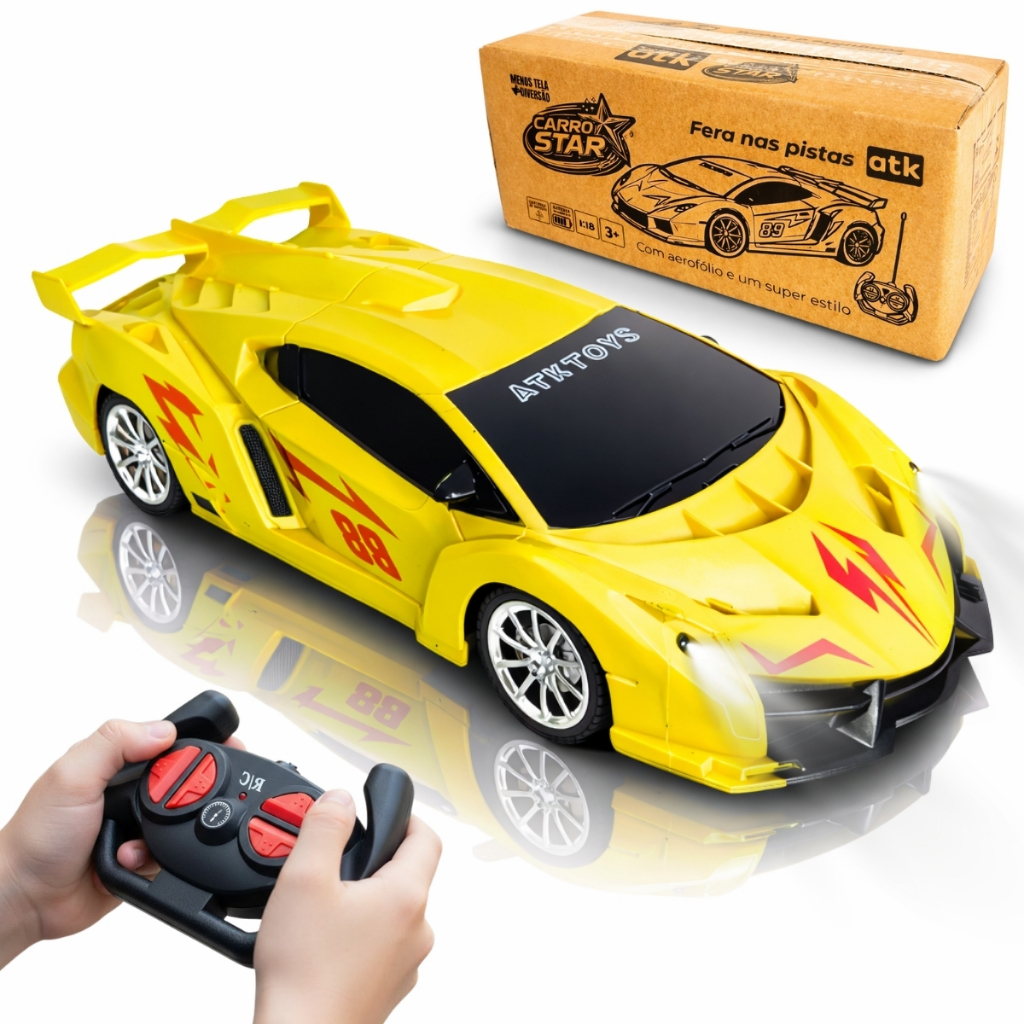 Carrinho controle remoto amarelo