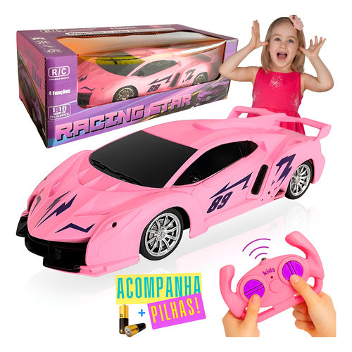 Carrinho controle remoto rosa