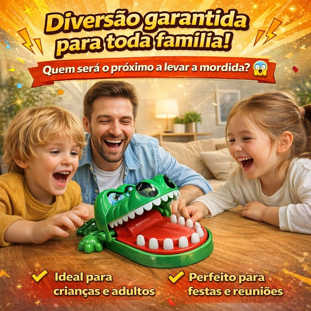 Detalhes dos dentes do brinquedo Jacaré Dentista