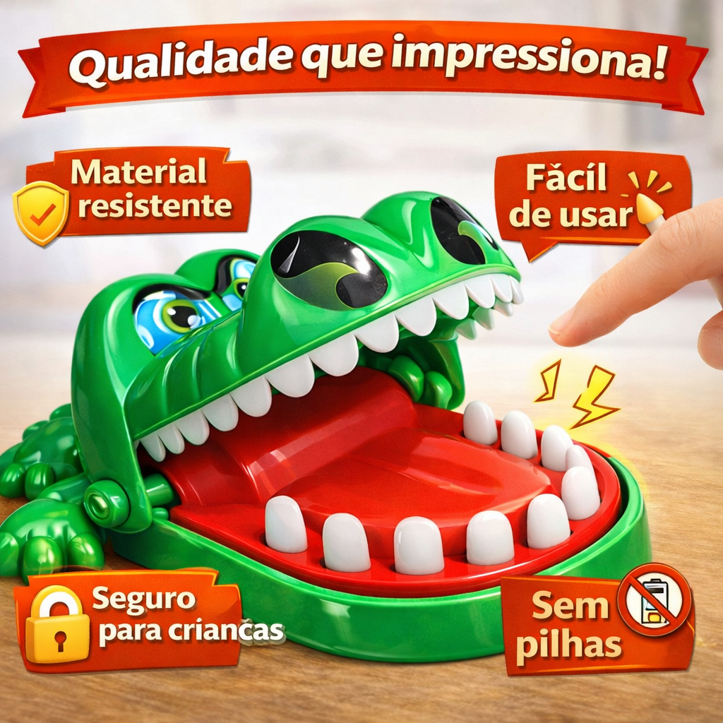 Jacaré morde dedo brinquedo infantil