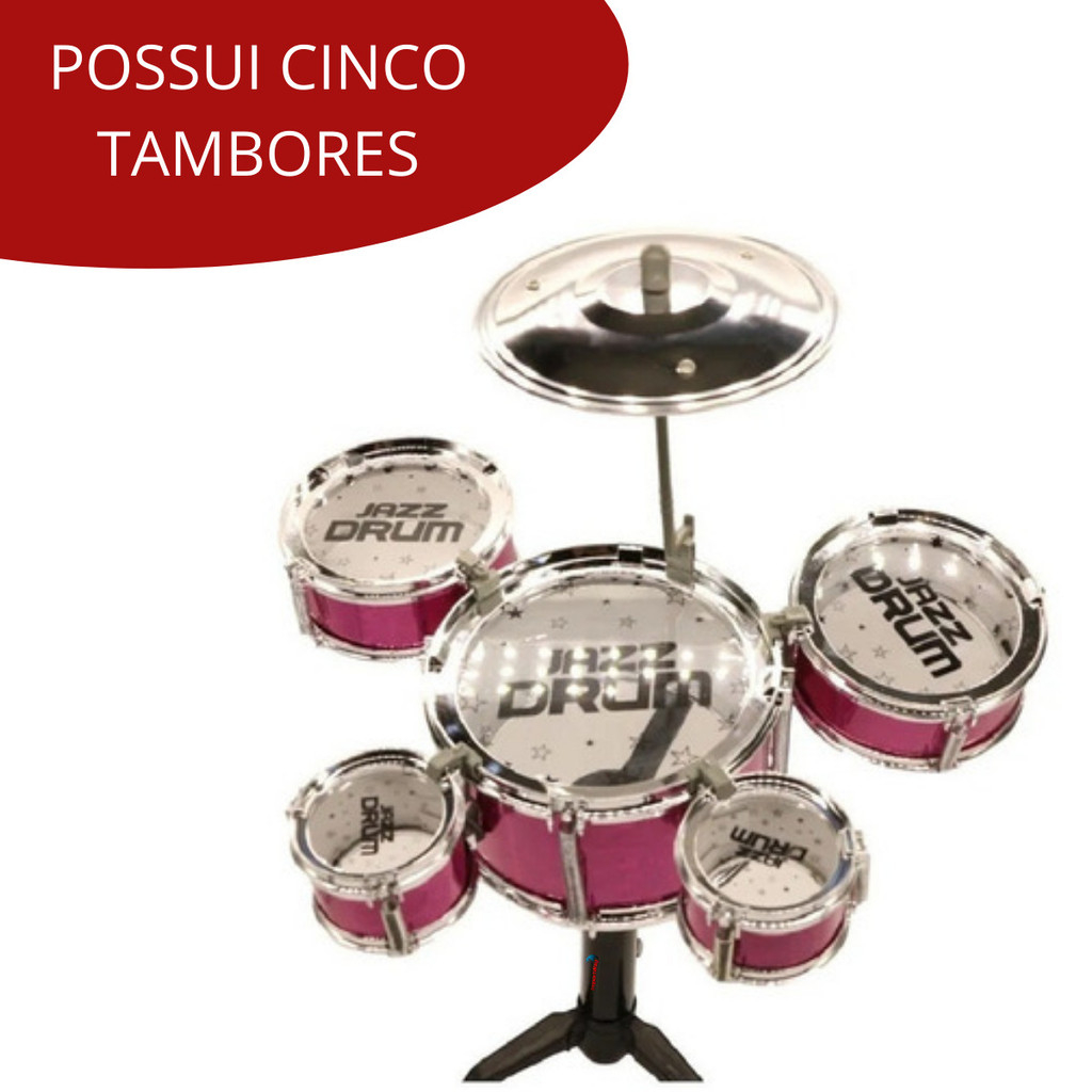 Brinquedo musical bateria infantil vermelha