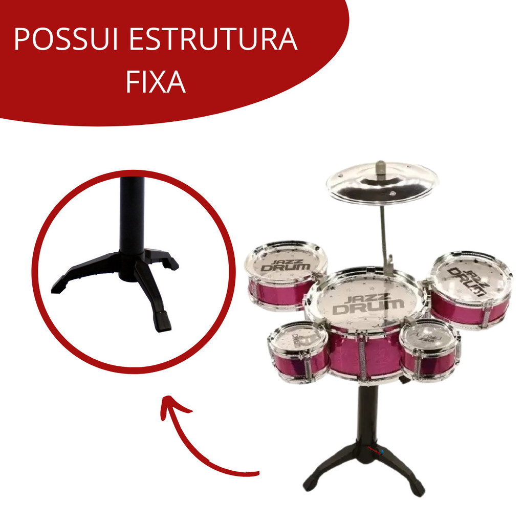 Bateria infantil com baquetas