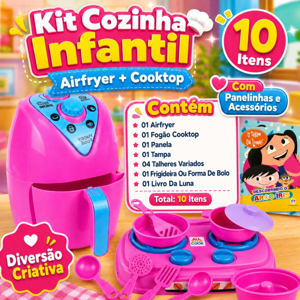 Acessórios do kit cozinha infantil