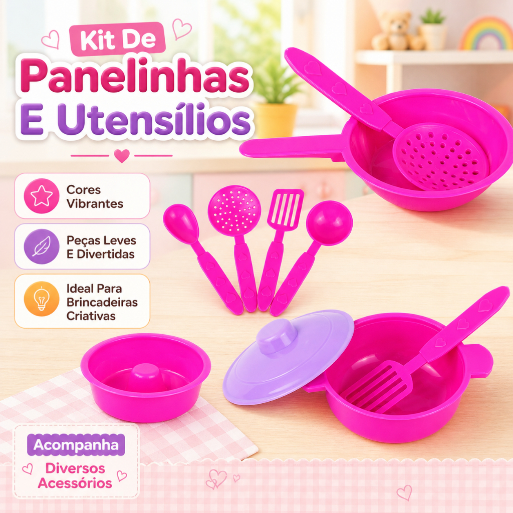 Airfryer infantil de brinquedo e acessórios