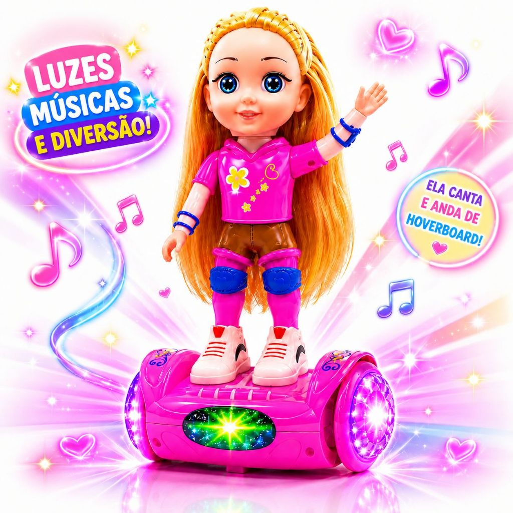 Boneca andadora eletrônica infantil em movimento