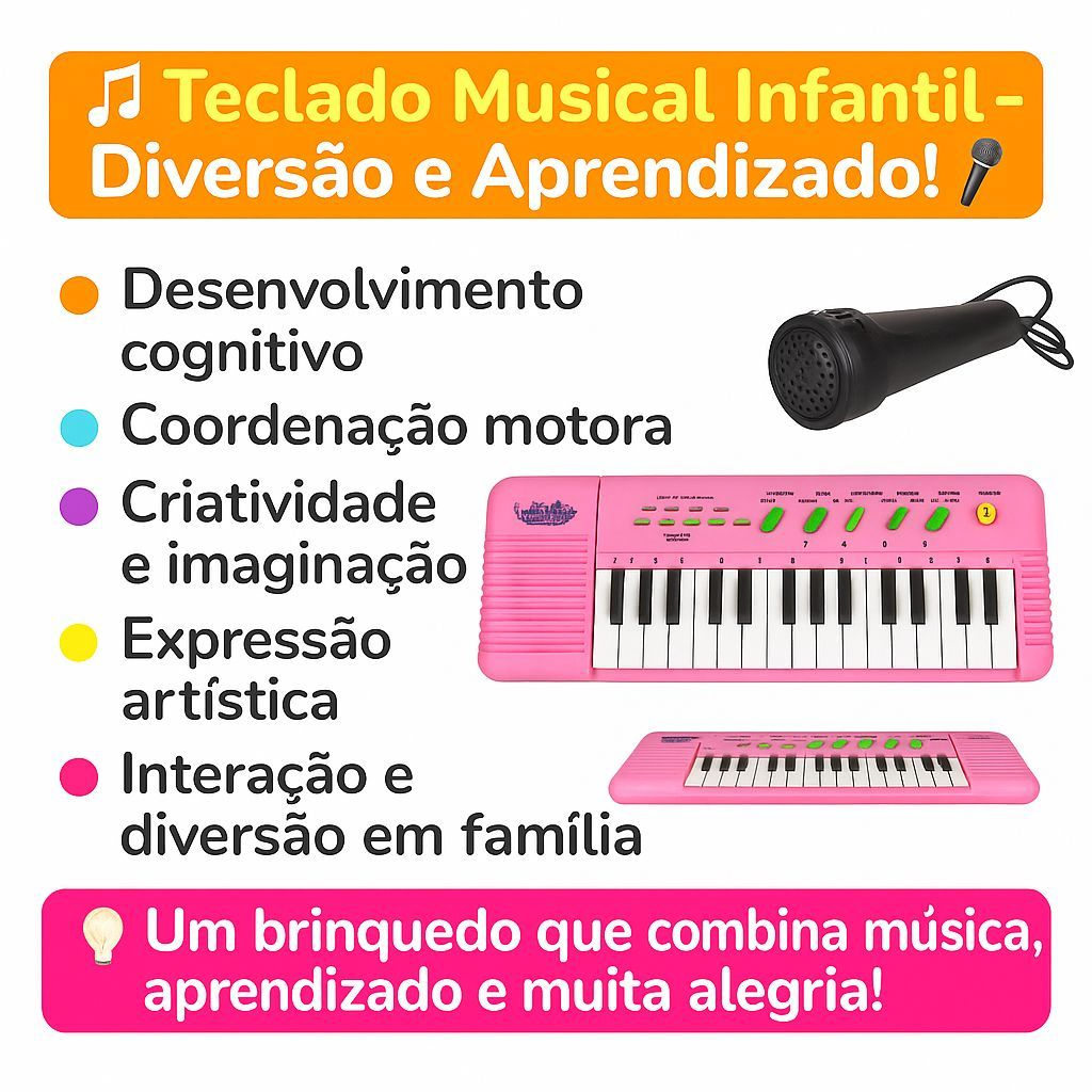 Detalhes do teclado infantil musical