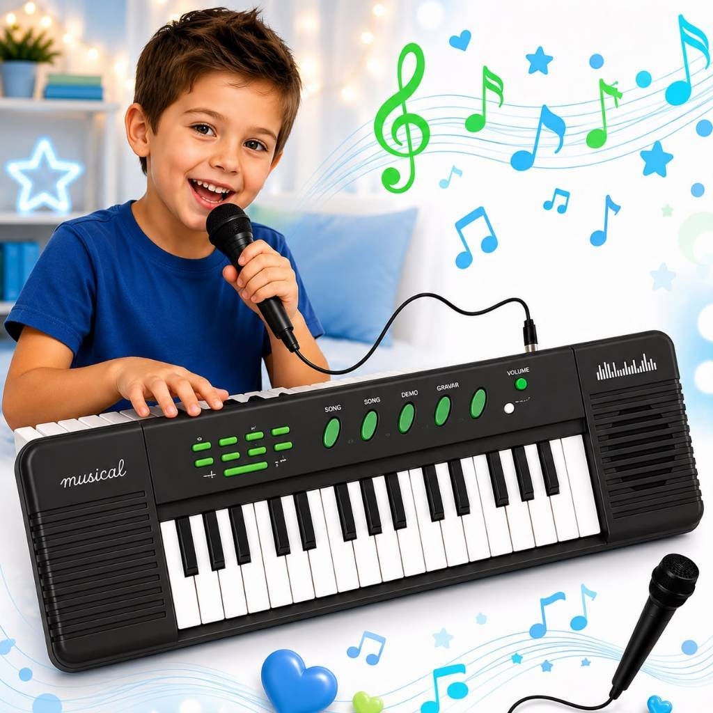 Piano Teclado Infantil Preto