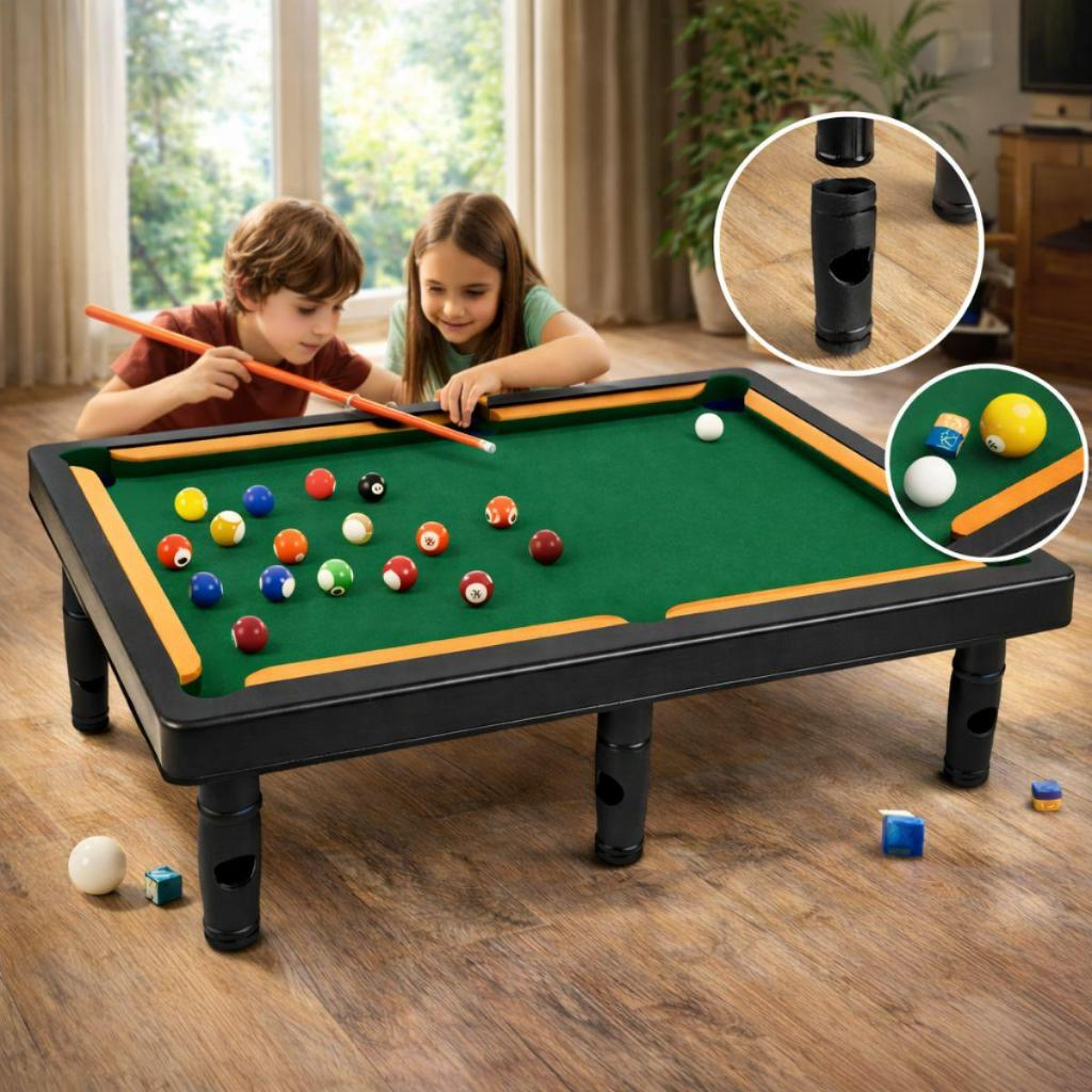Detalhes da mesa de sinuca infantil
