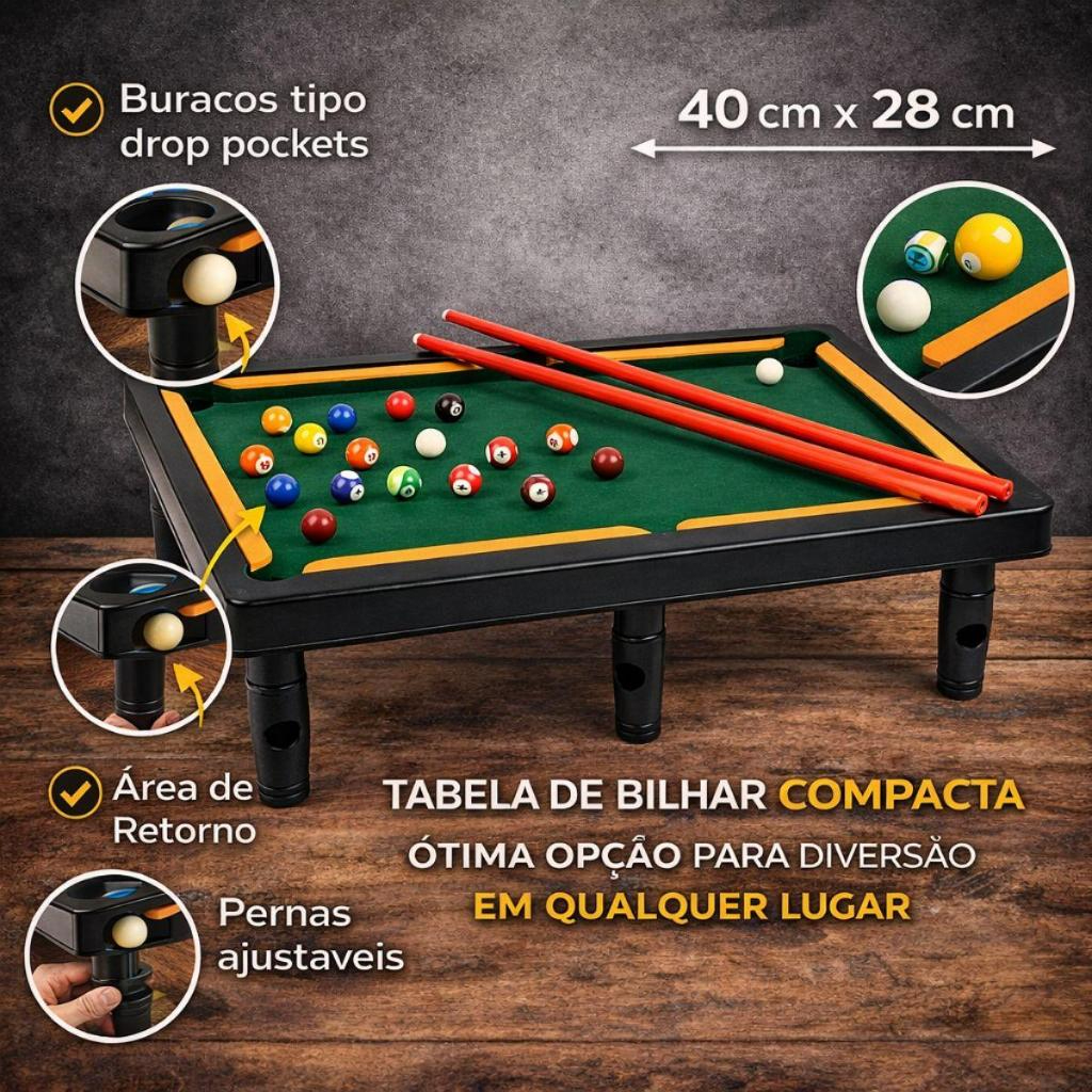 Jogo de sinuca infantil para brincar em família
