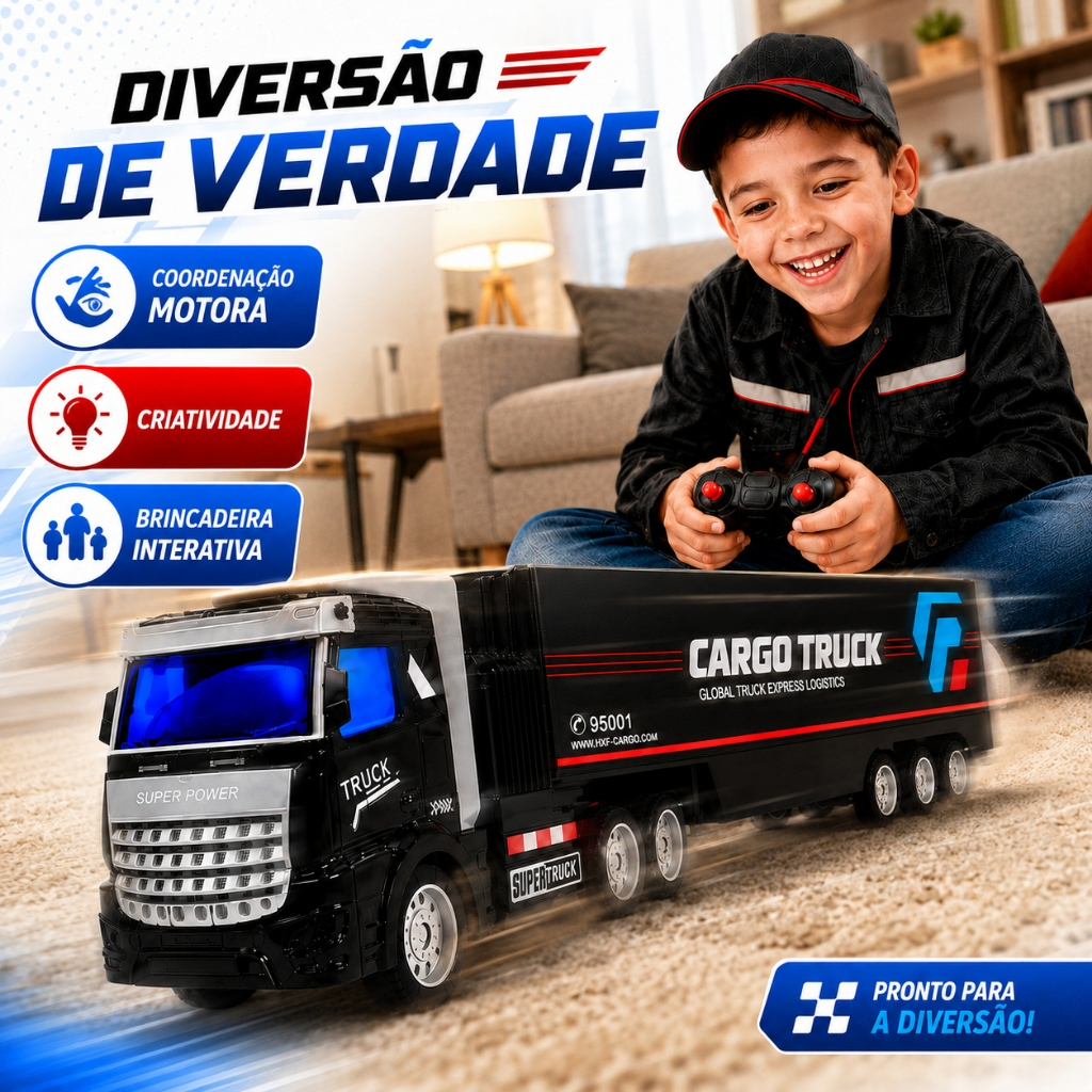 Detalhes do caminhão carreta infantil de controle remoto