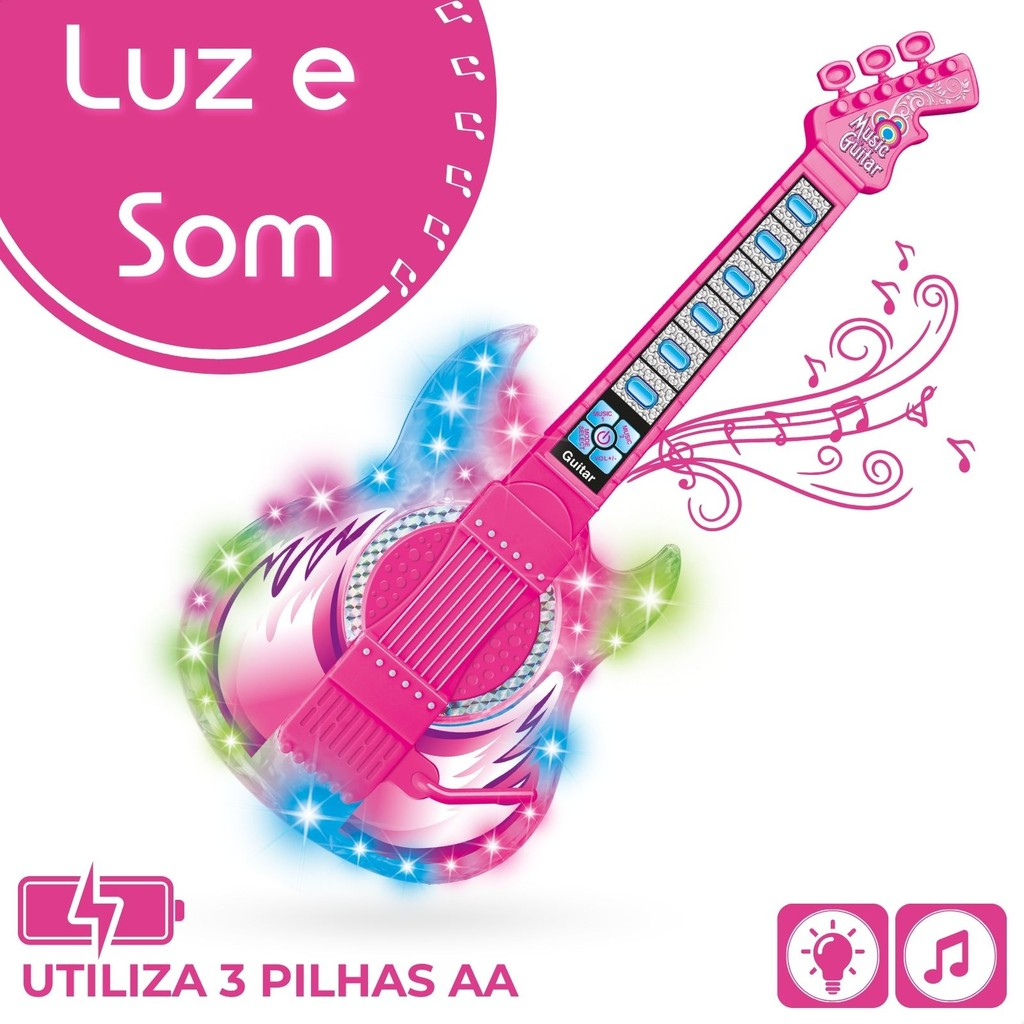 Guitarra musical infantil com efeitos de luz