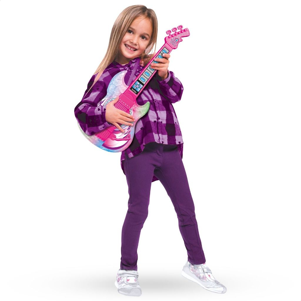 Guitarra de brinquedo com luz som e microfone