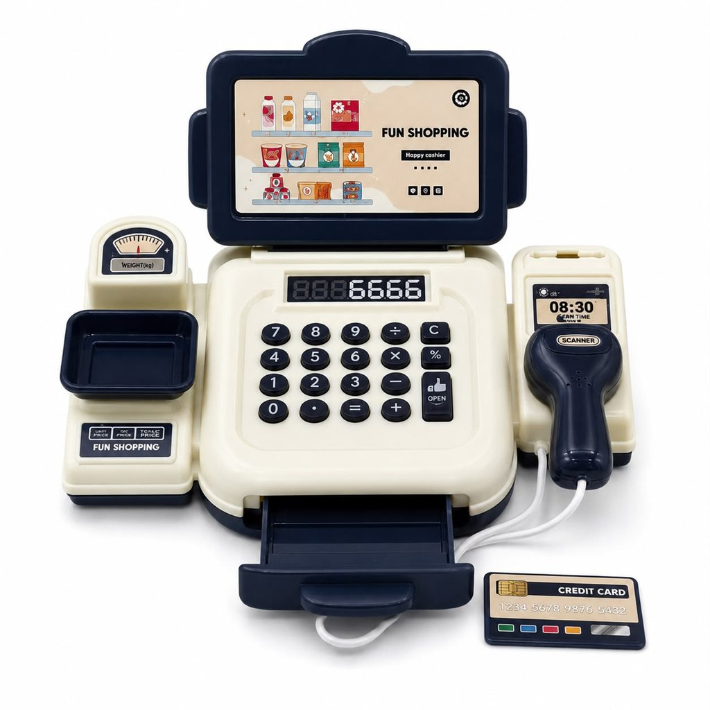 Scanner funcional da caixa registradora infantil