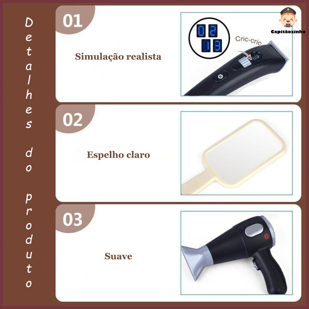 Kit de barbeiro infantil para brincadeira