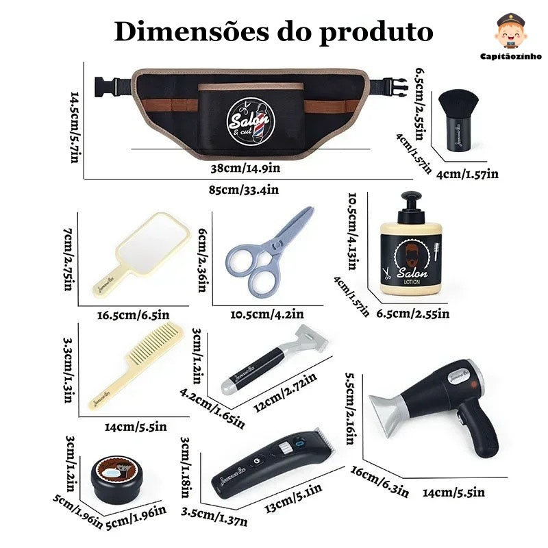 Conjunto infantil temático de barbearia