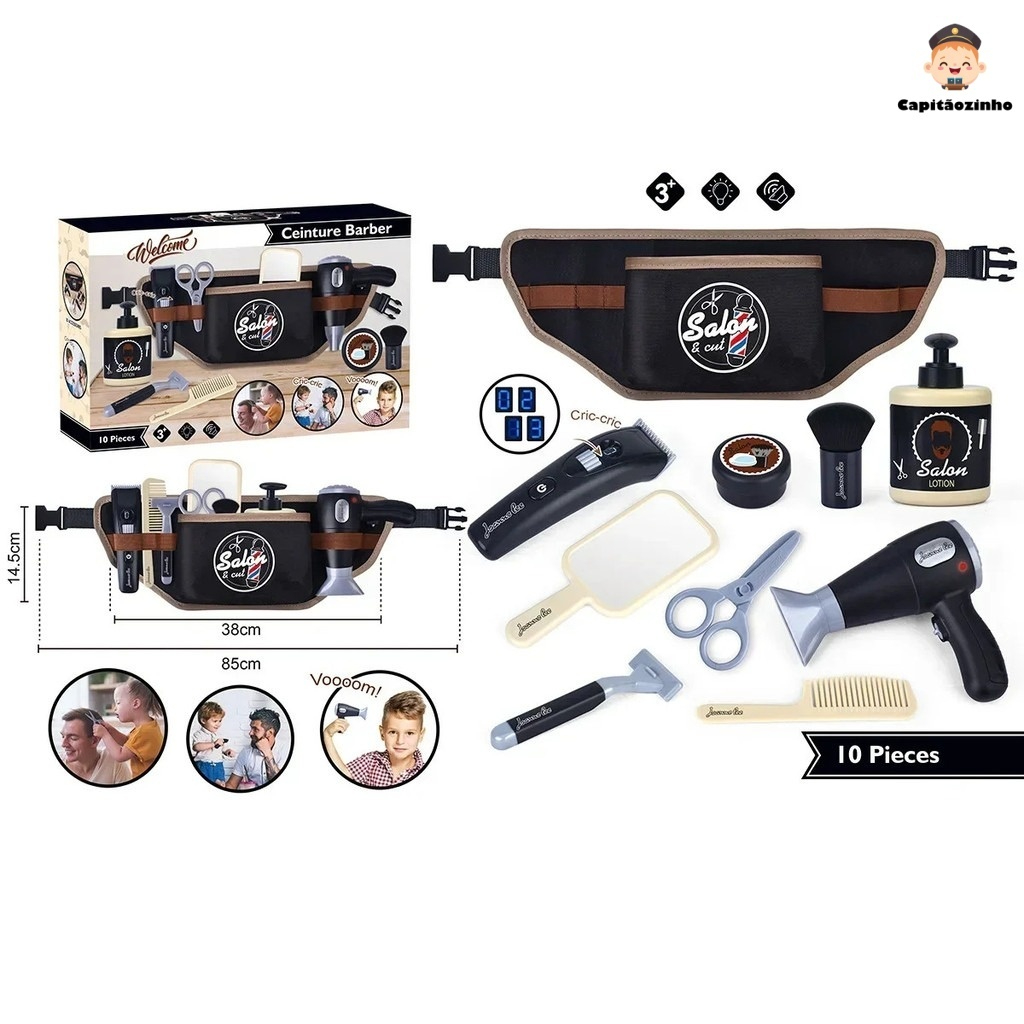 Kit de Barbear Infantil 10 Peças