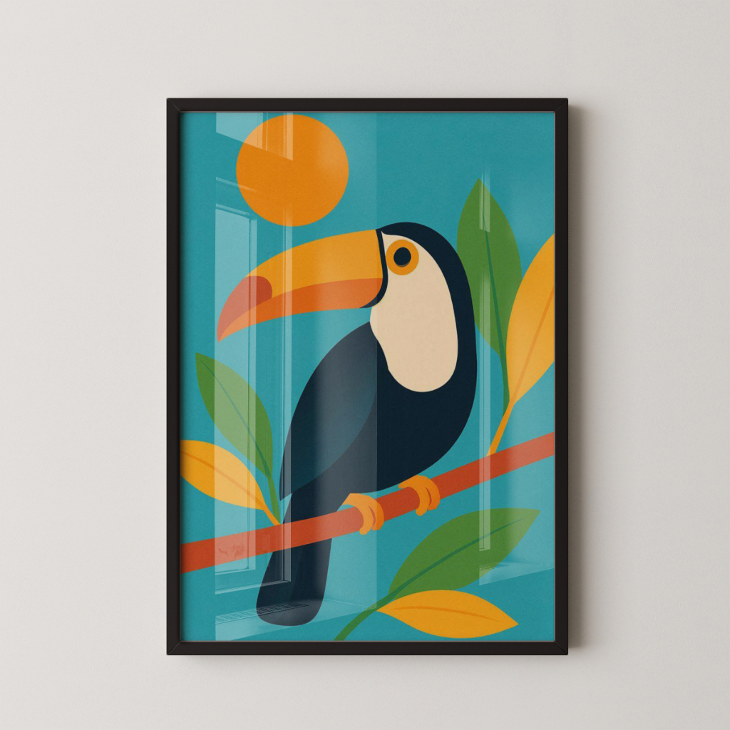 Quadro Decorativo Tucano Pop Art 30 x 42 cm com Moldura Nelius