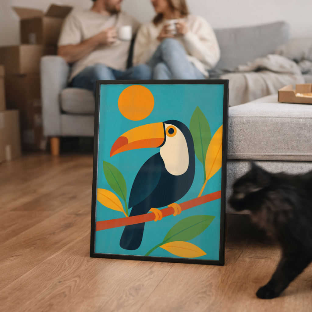 Quadro Tucano Pop Art decorativo 30 x 42 cm