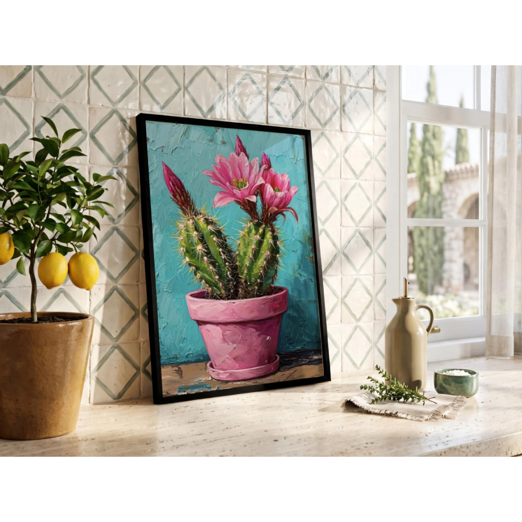 Arte decorativa de Cactos 30 x 42 cm com moldura
