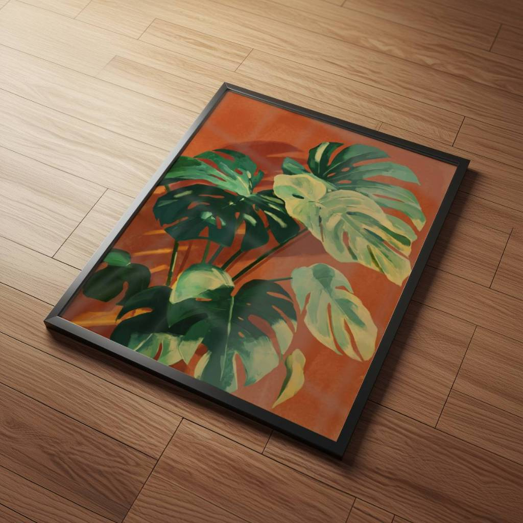 Arte Minimalista Folhas 30 x 42 cm com moldura