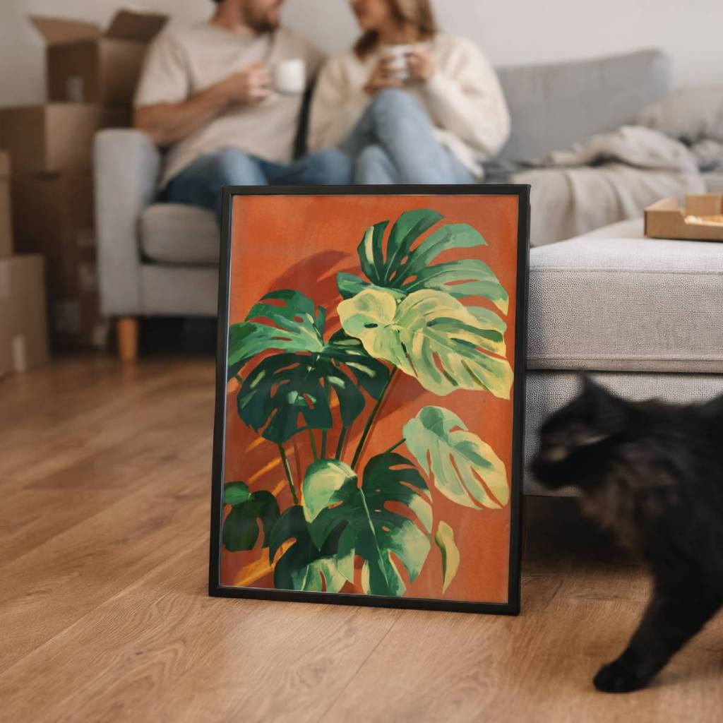 Quadro Decorativo Folhas Minimalista 30 x 42 cm