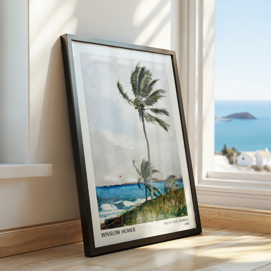 Quadro Winslow Homer Palmeira Nassau 30 x 42 cm em ambiente decorado