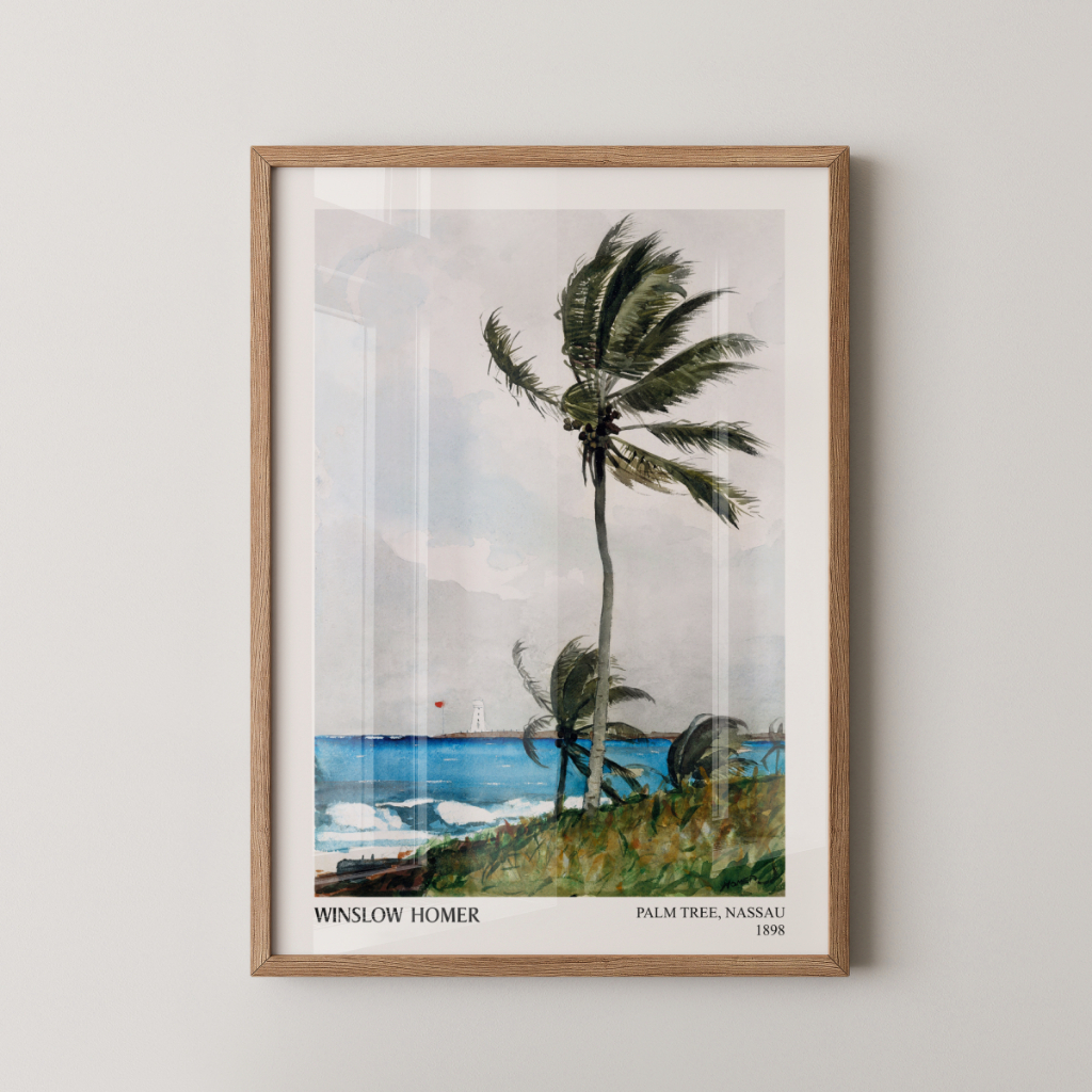 Quadro Winslow Homer 30 x 42 cm com moldura carvalho