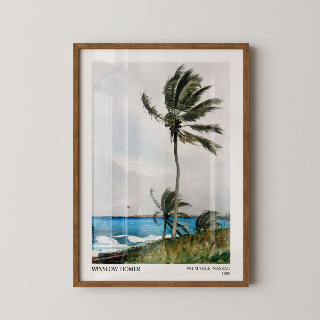 Quadro Winslow Homer 30 x 42 cm com moldura marrom