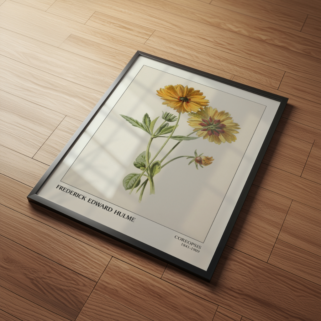 Arte Coreopsis de Frederick Edward Hulme 30 x 42 cm com moldura