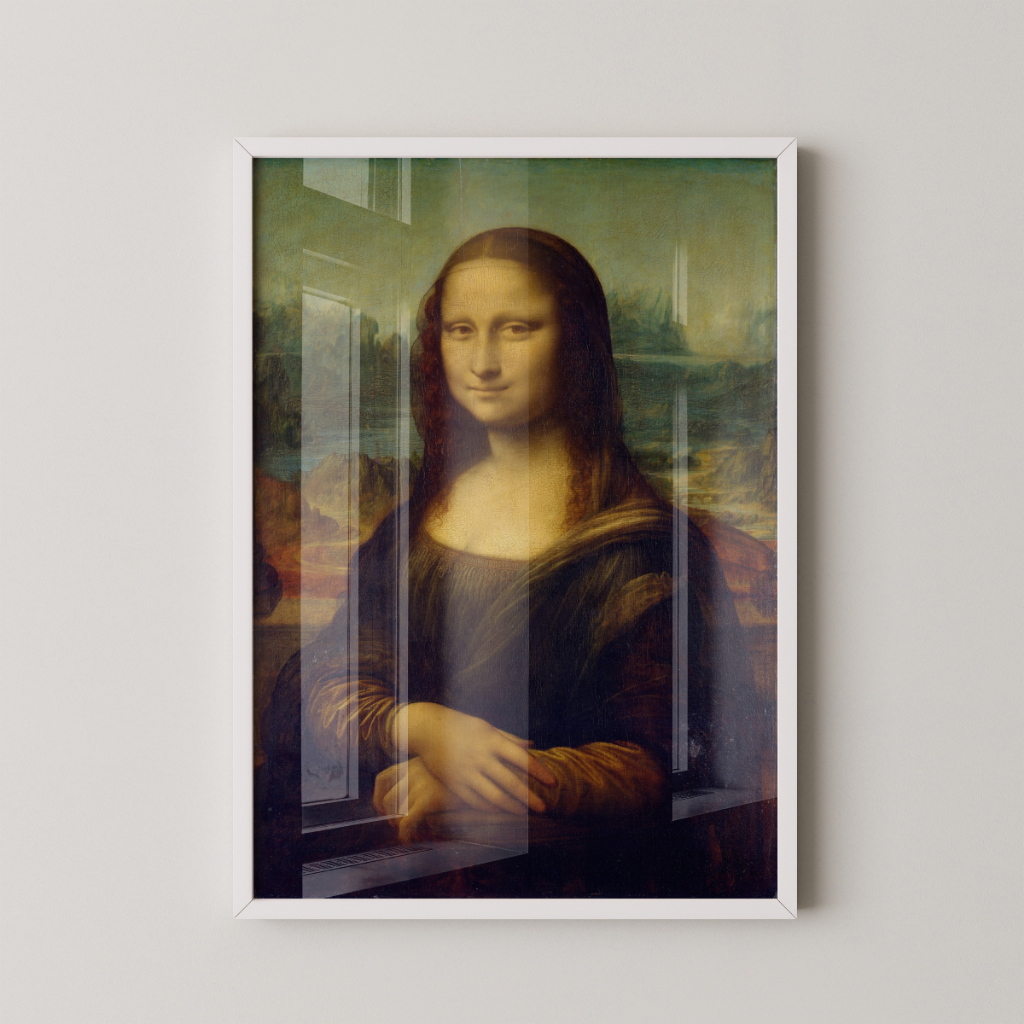 Quadro Mona Lisa 30 x 42 cm com moldura branca