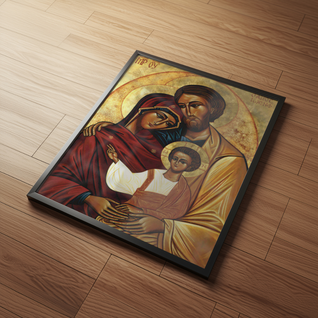 Imagem Sacra Família Santa 30 x 42 cm com moldura